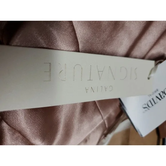 Galina Signature Womens Sz 10 Maxi Satin Dress Oyster Pink Nude Formal Slit NWT - Picture 9 of 9